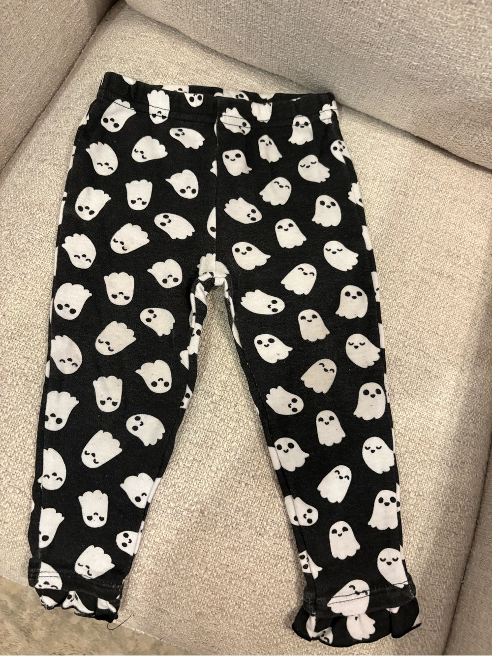Baby Essentials Black Leggings with White Ghost Print
